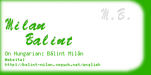 milan balint business card