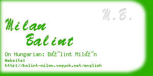 milan balint business card